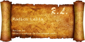 Radics Leila névjegykártya